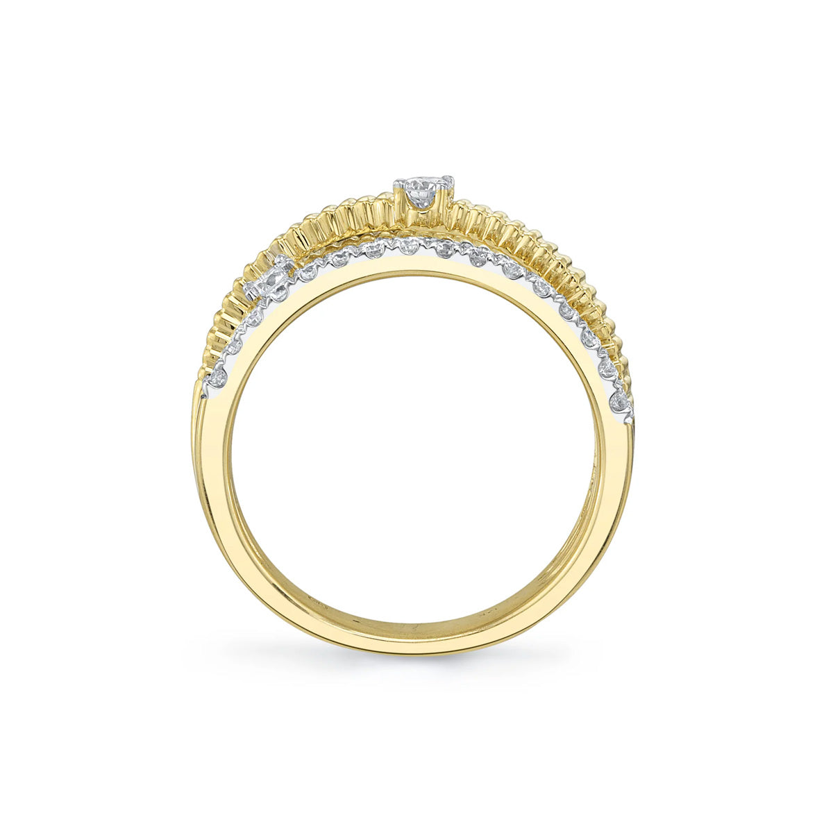 Shy Creation Kate Diamond Ribbed Bridge Ring