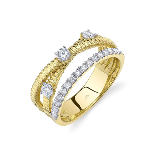 Shy Creation Kate Diamond Ribbed Bridge Ring