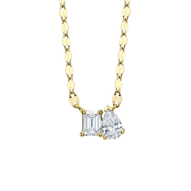 Shy Creation Kate Diamond Emerald Pear Sparkle Chain Necklace