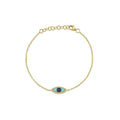 Shy Creation Kate Diamond Blue Sapphire And Composite Turquoise Eye Bracelet