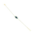 Shy Creation Kate Diamond Blue Sapphire And Composite Turquoise Eye Bracelet
