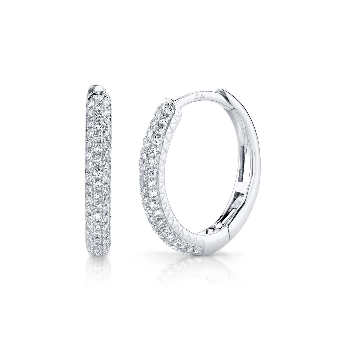 Shy Creation Kate Diamond Pave Hoop Earrings