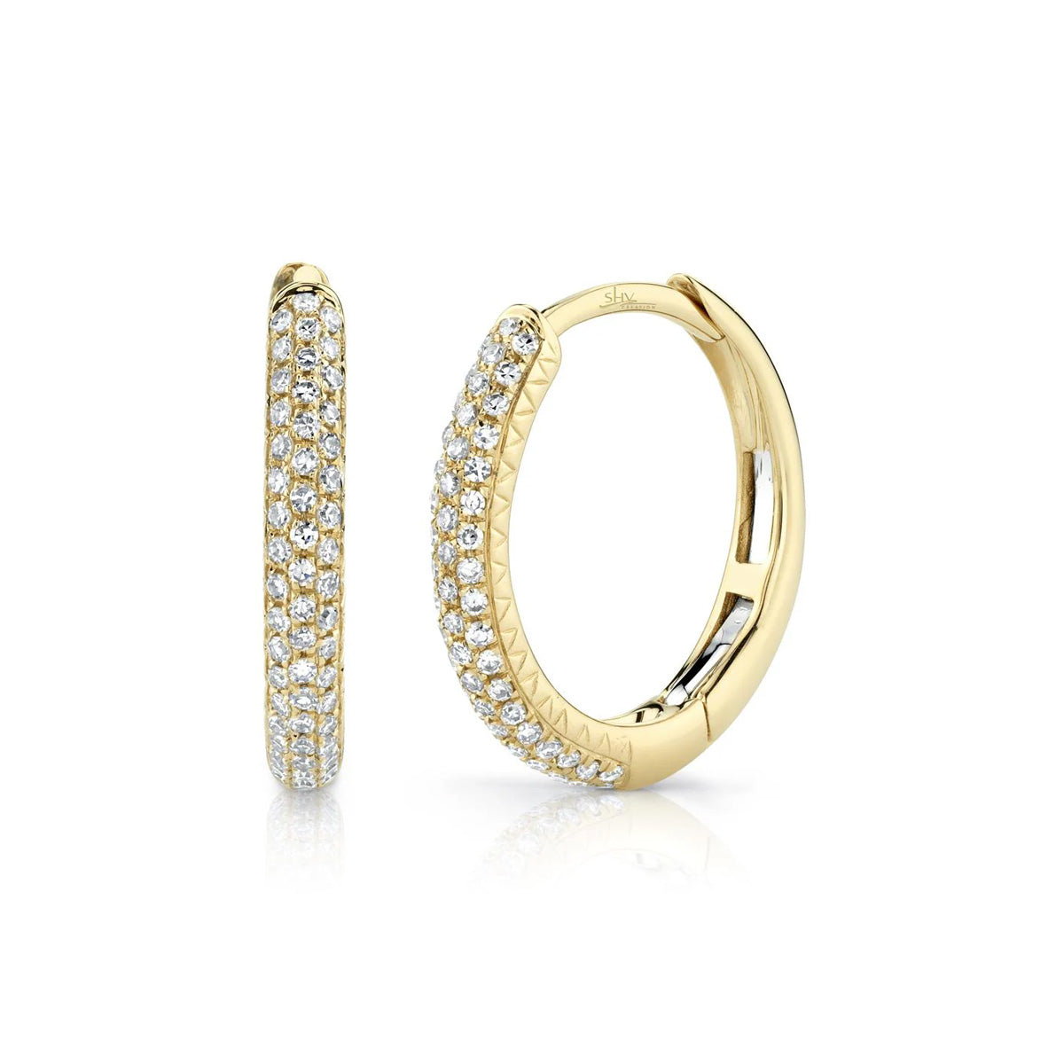 Shy Creation Kate Diamond Pave Hoop Earrings