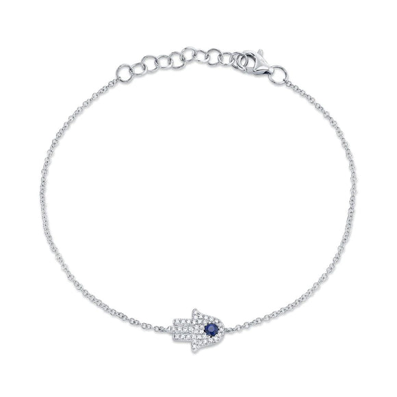 Shy Creation Diamond & Blue Sapphire Hamsa Bracelet