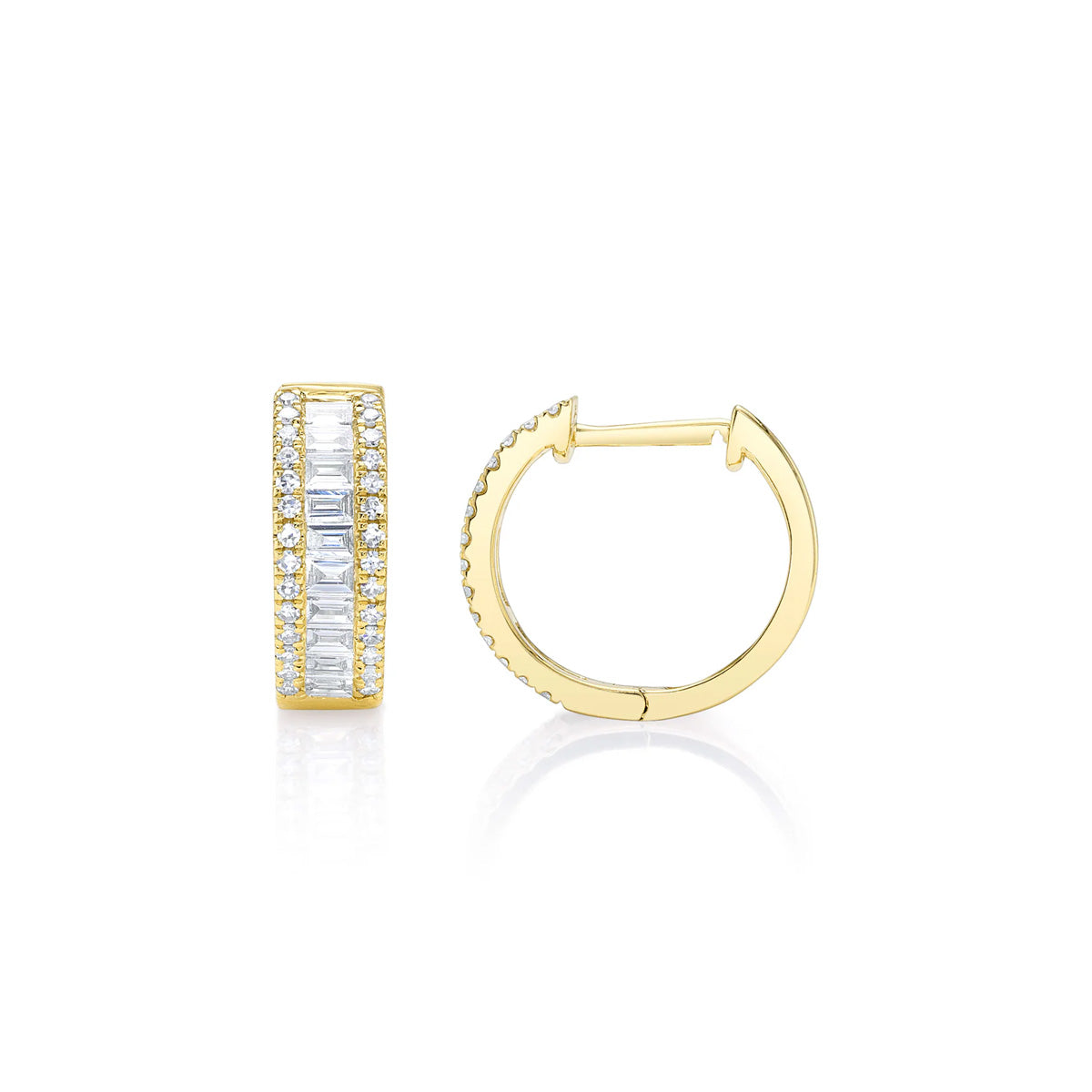 Shy Creation Kate Diamond Baguette Huggie Earrings