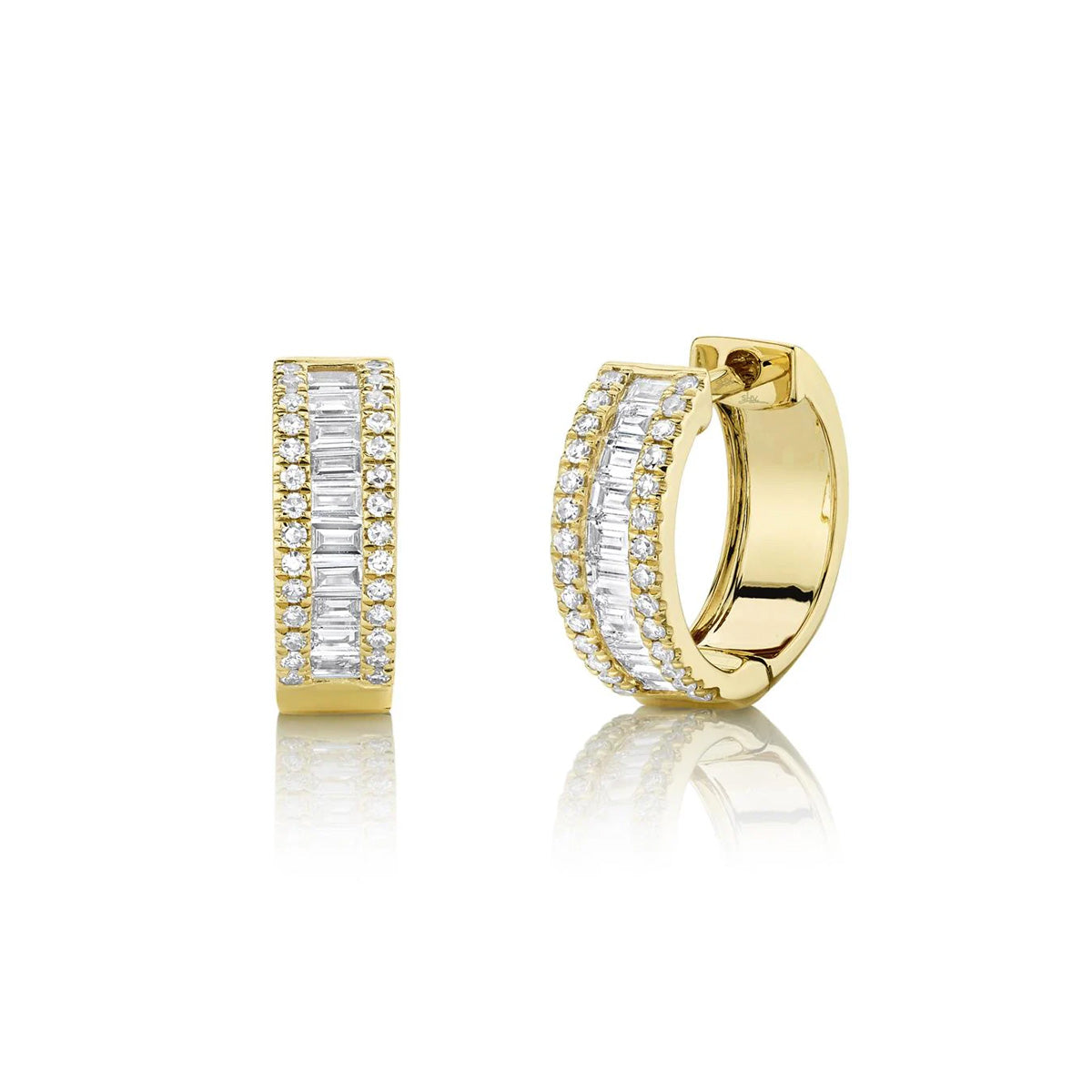 Shy Creation Kate Diamond Baguette Huggie Earrings