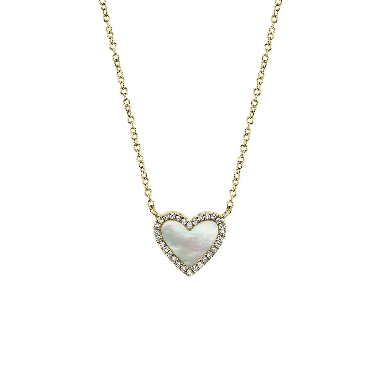 Shy Creation Kate Diamond Mother Of Pearl Heart Necklace