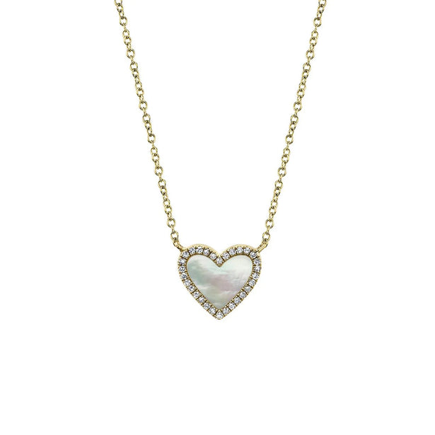 Shy Creation Kate Diamond Mother Of Pearl Heart Necklace
