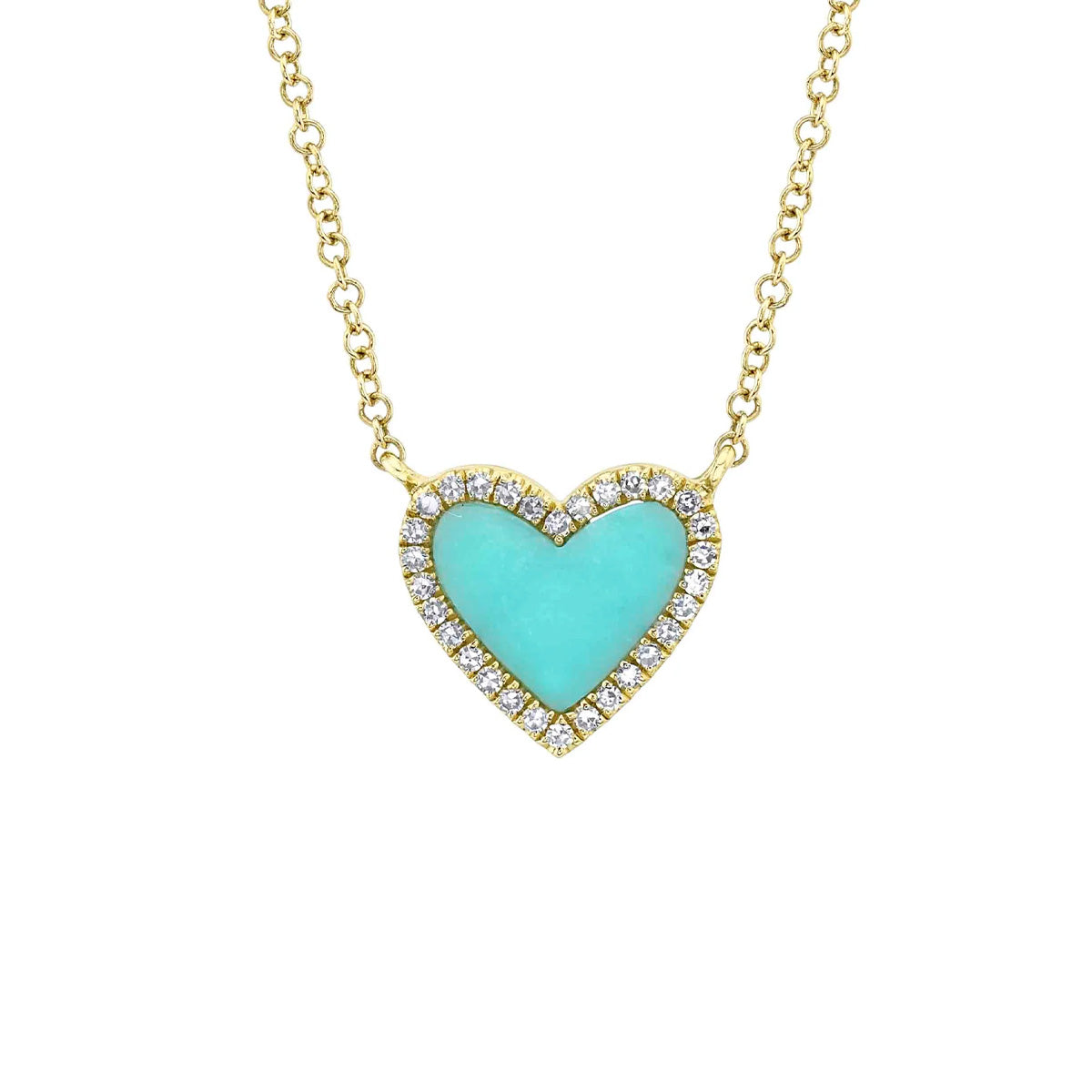 Shy Creation Kate Diamond Composite Turquoise Heart Necklace