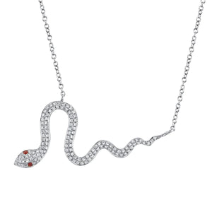 Shy Creation Diamond & Ruby Snake Necklace