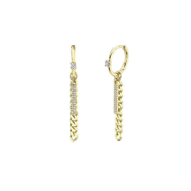 Shy Creation Diamond Pave Link Huggie Earring