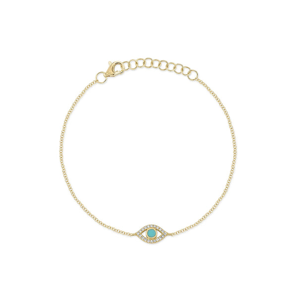 Shy Creation Kate Diamond Composite Turquoise Eye Bracelet