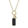 Shy Creation Diamond Black Onyx Dog Tag Pendant Necklace