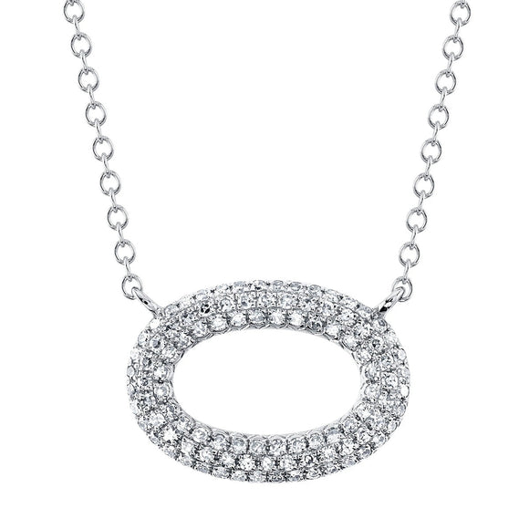 Shy Creation Diamond Pave Oval Pendant Necklace