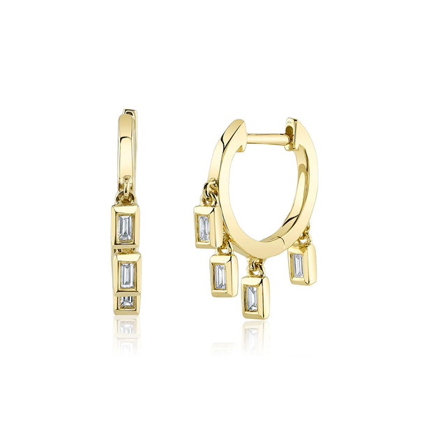 Shy Creation Diamond Baguette Huggie Earring