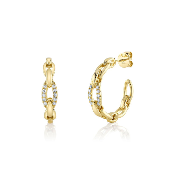 Shy Creation Kate Diamond Link Hoop Earrings
