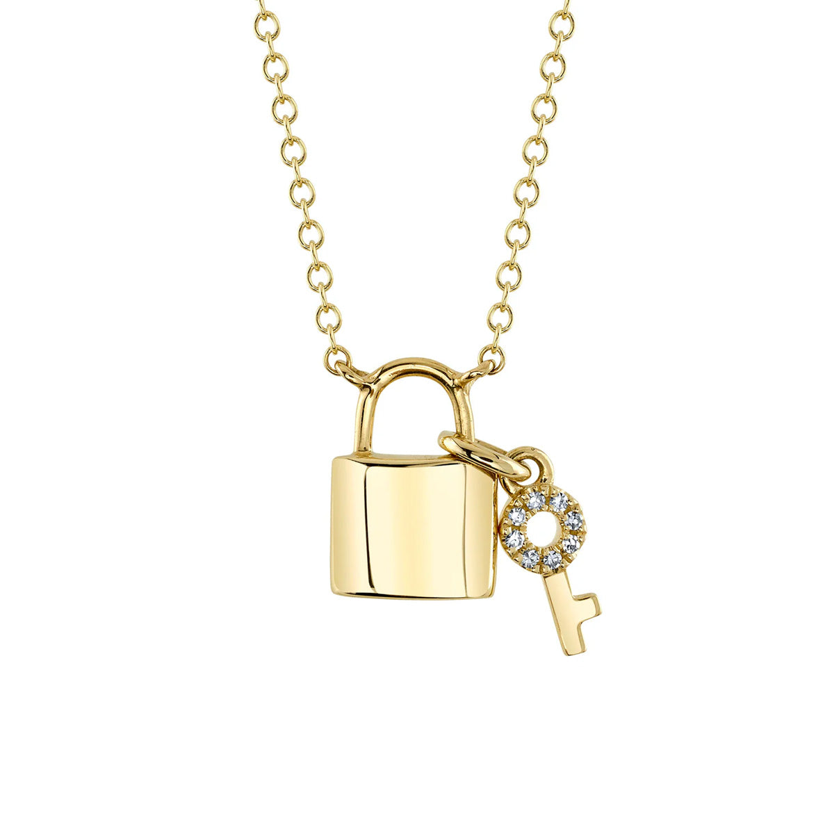 Shy Creation Kate Diamond Lock And Key Necklace