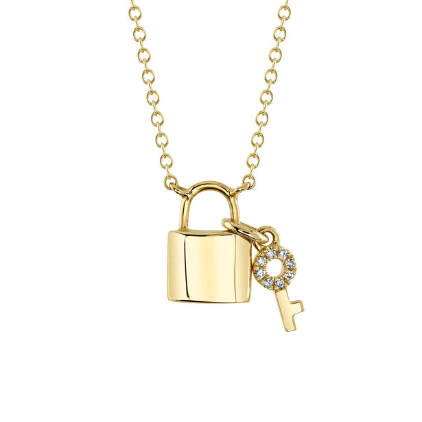 Shy Creation Kate Diamond Lock And Key Necklace