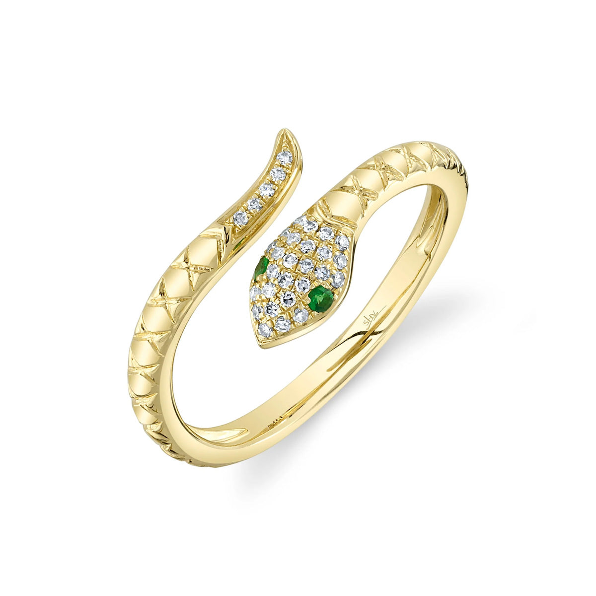 Shy Creation Kate Diamond Green Garnet Snake Ring