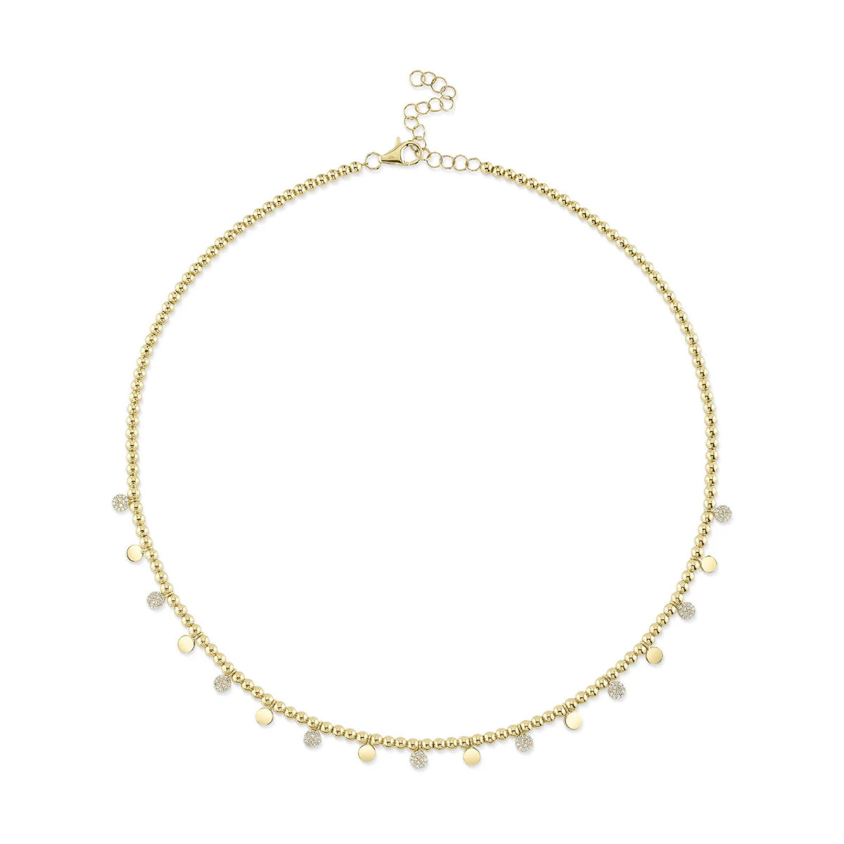 Shy Creation Kate Diamond Pave Circle Ball Chain Necklace