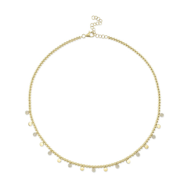 Shy Creation Kate Diamond Pave Circle Ball Chain Necklace