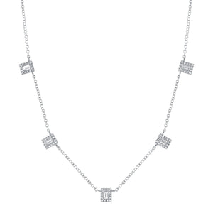 Shy Creation Diamond Baguette Necklace