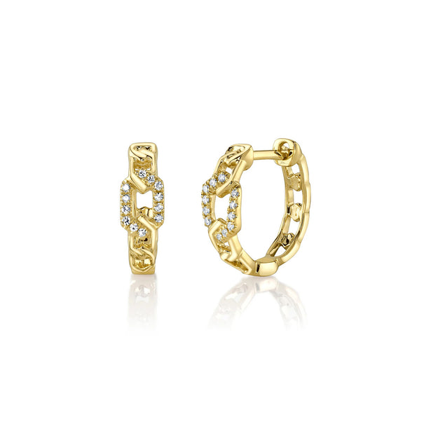 Shy Creation Kate Diamond Link Huggie Earrings