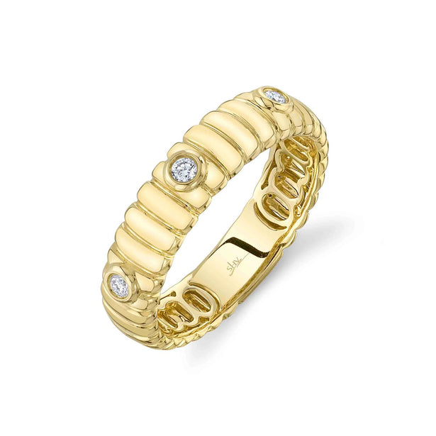 Shy Creation Kate Diamond Bezel Ribbed Band