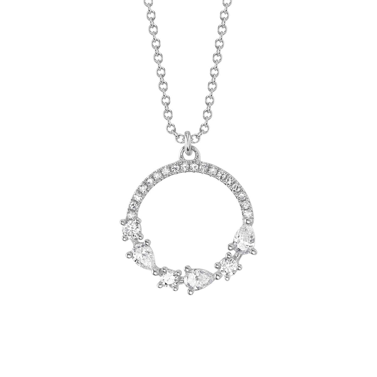 Shy Creation Kate Diamond Pear Circle Necklace