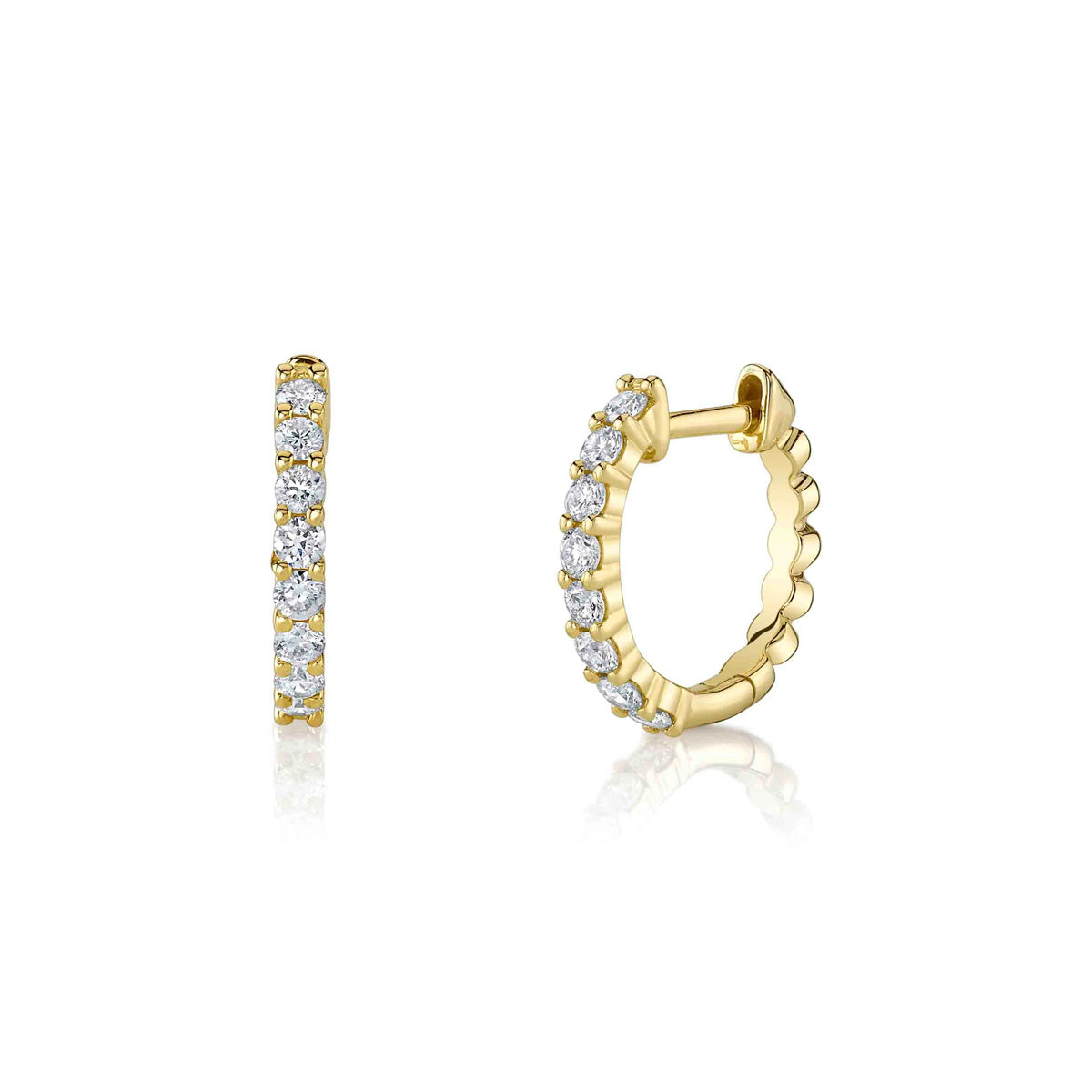 Shy Creation Kate Diamond Huggie Earrings