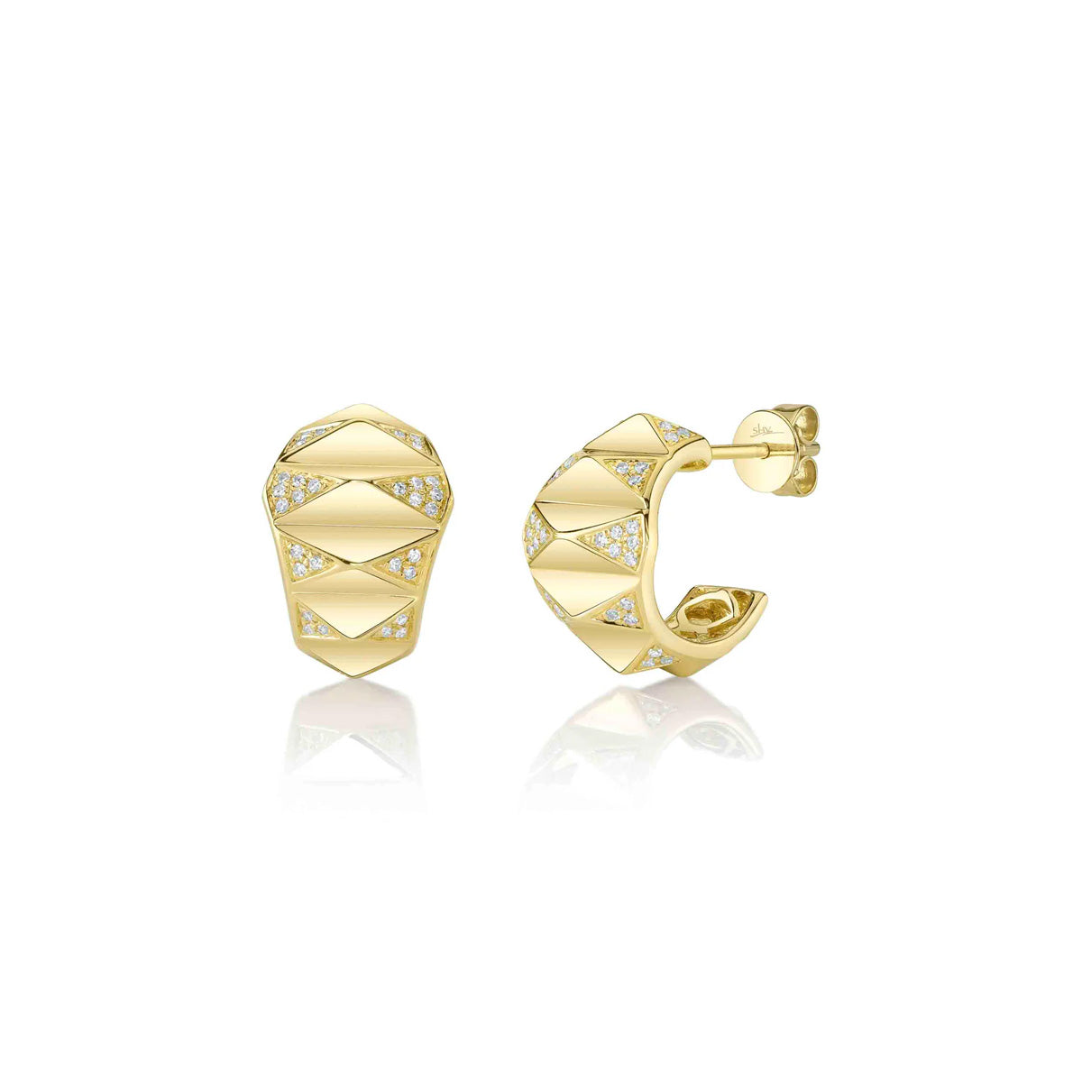 Shy Creation Kate Diamond Pyramid Geo Cut Huggie Earrings