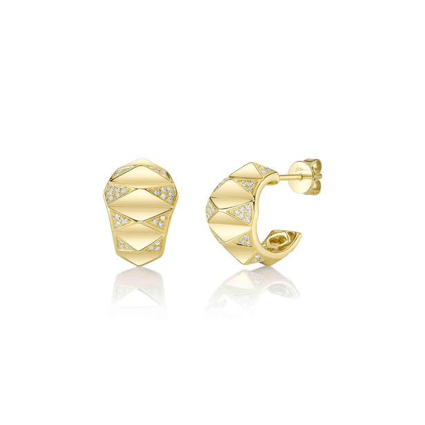 Shy Creation Kate Diamond Pyramid Geo Cut Huggie Earrings