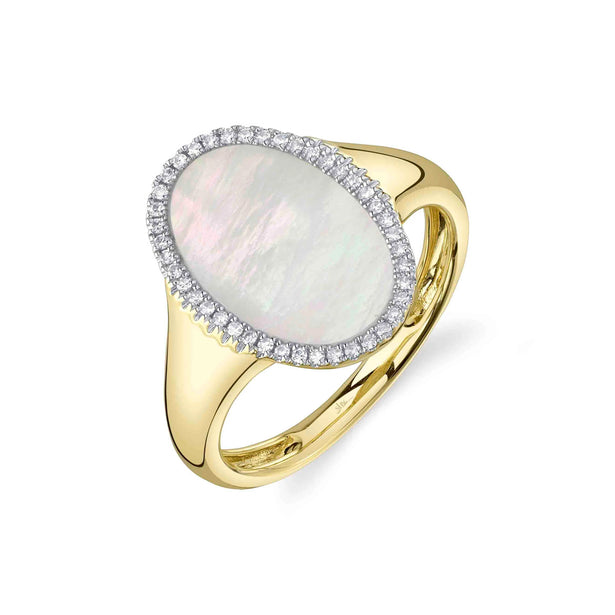 Shy Creation Kate Diamond And Mother Of Pearl Oval Ring