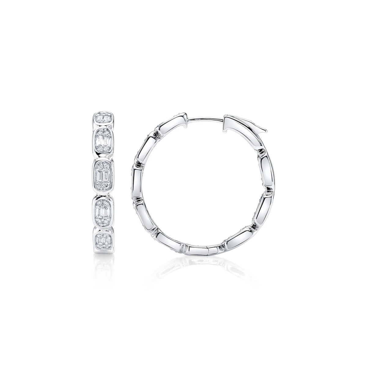Shy Creation Aleera Diamond Baguette Hoop Earrings