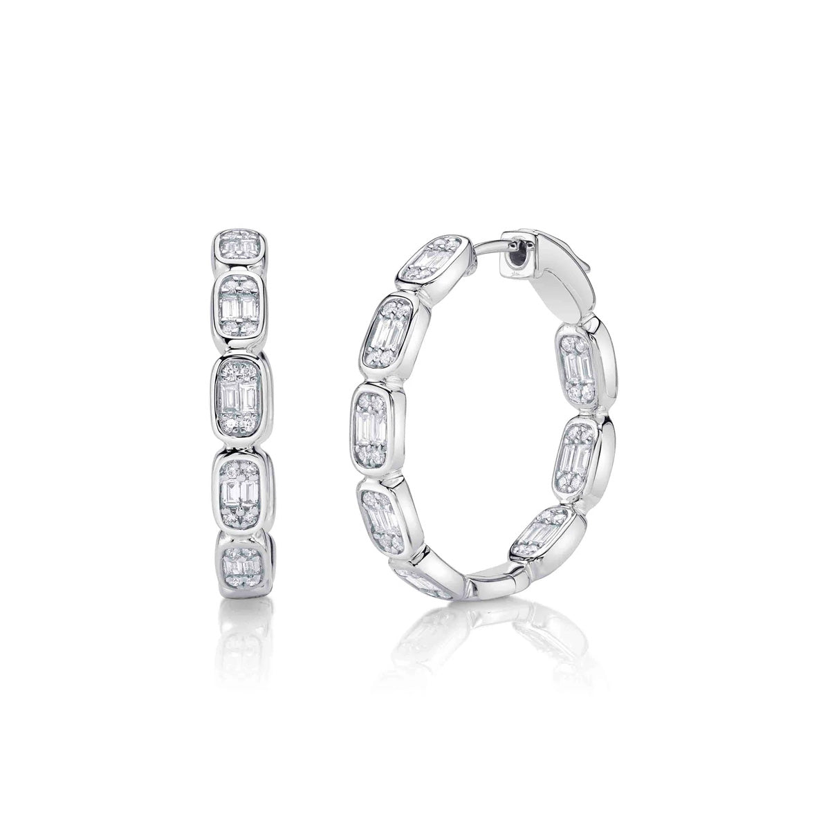 Shy Creation Aleera Diamond Baguette Hoop Earrings