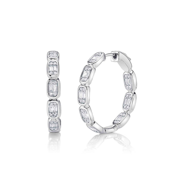 Shy Creation Aleera Diamond Baguette Hoop Earrings