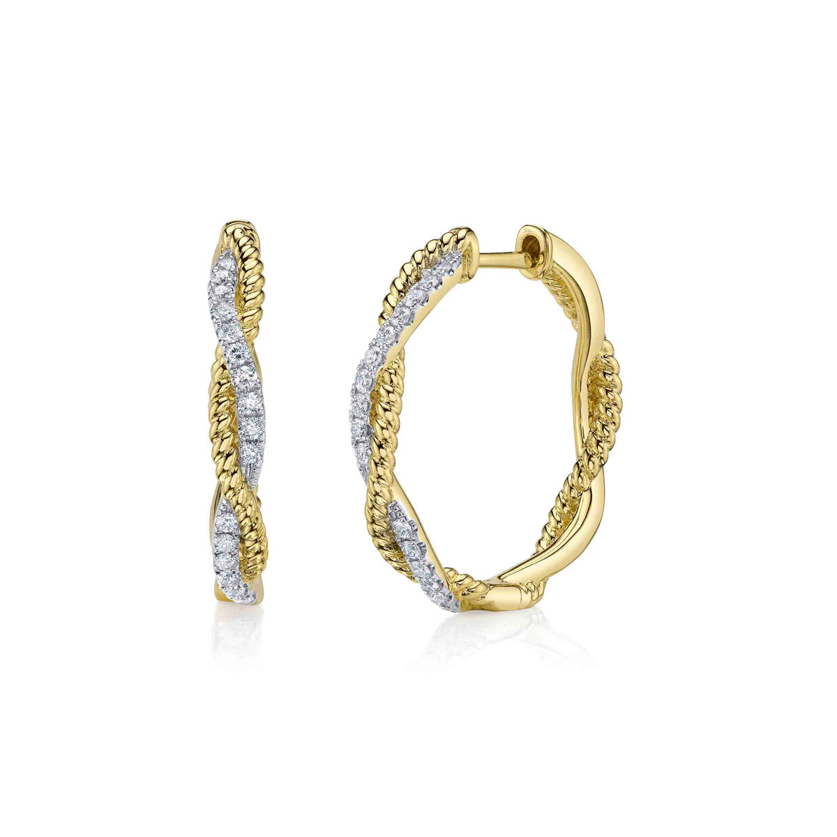 Shy Creation Kate Diamond Twisted Hoop Earrings