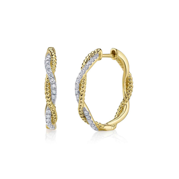 Shy Creation Kate Diamond Twisted Hoop Earrings