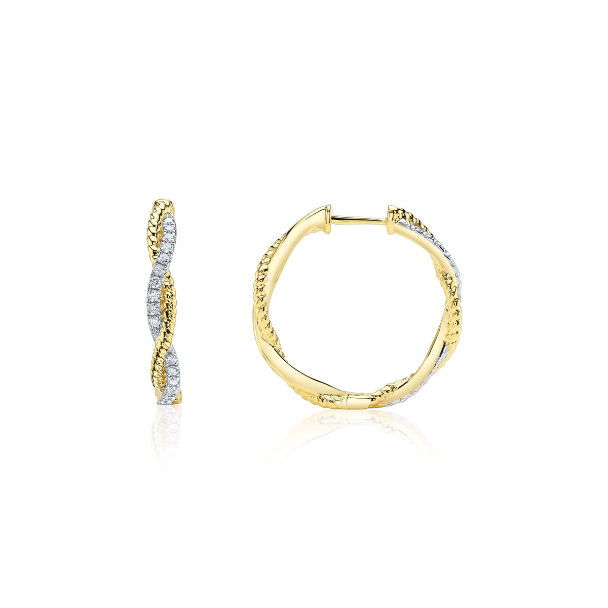 Shy Creation Kate Diamond Twisted Hoop Earrings