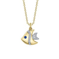 Shy Creation Kate Diamond And Blue Sapphire Fish Necklace