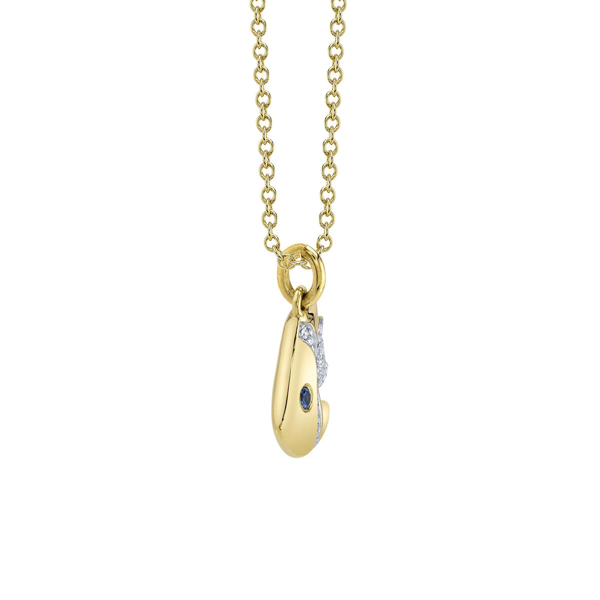 Shy Creation Kate Diamond And Blue Sapphire Fish Necklace