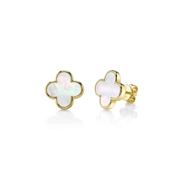 Shy Creation Kate Mother Of Pearl Clover Stud Earrings