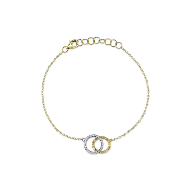 Shy Creation Kate Diamond Two-Tone Circle Bracelet