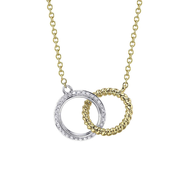 Shy Creation Kate Diamond Two-Tone Pave Ribbed Necklace