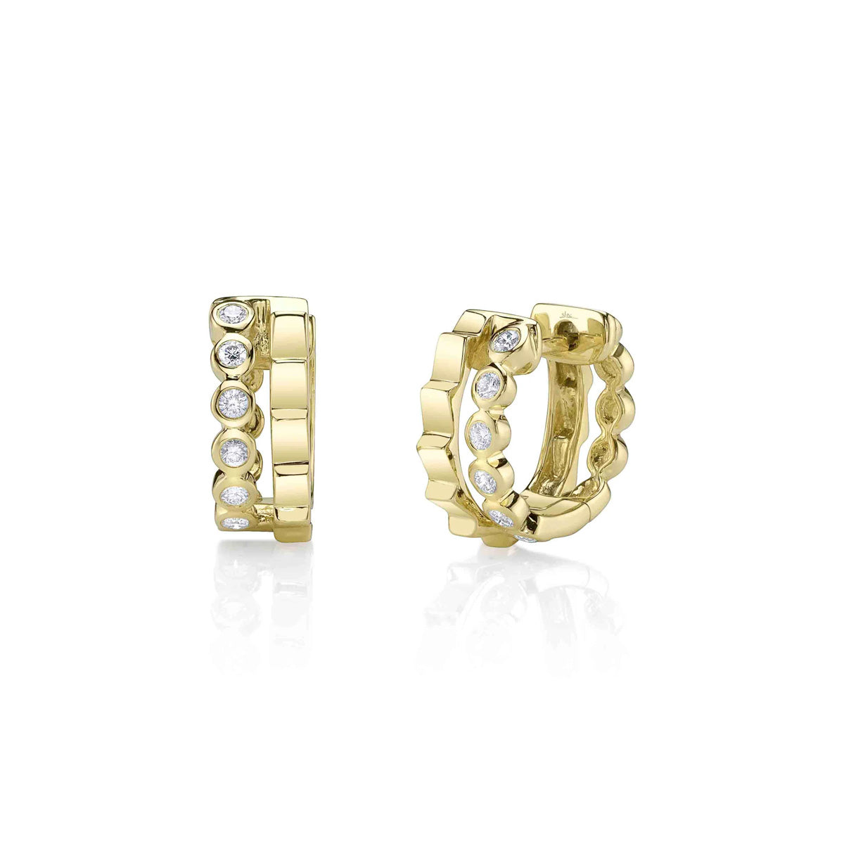 Shy Creation Bailey Diamond Bezel Huggie Earrings