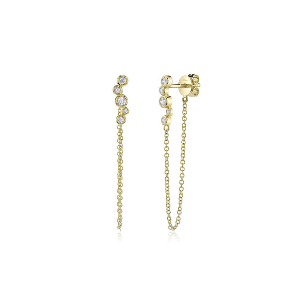 Shy Creation Kate Diamond Bezel Chain Earrings
