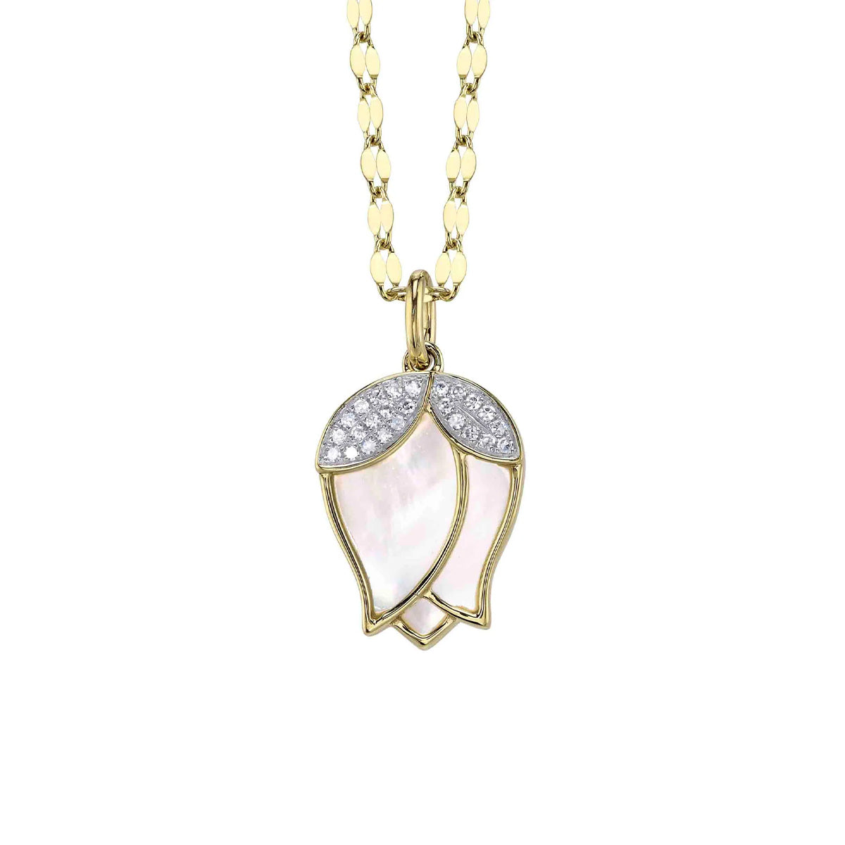 Shy Creation Kate Mother Of Pearl Flower Sparkle Chain Necklace