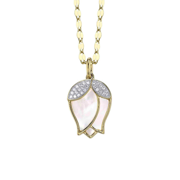 Shy Creation Kate Mother Of Pearl Flower Sparkle Chain Necklace