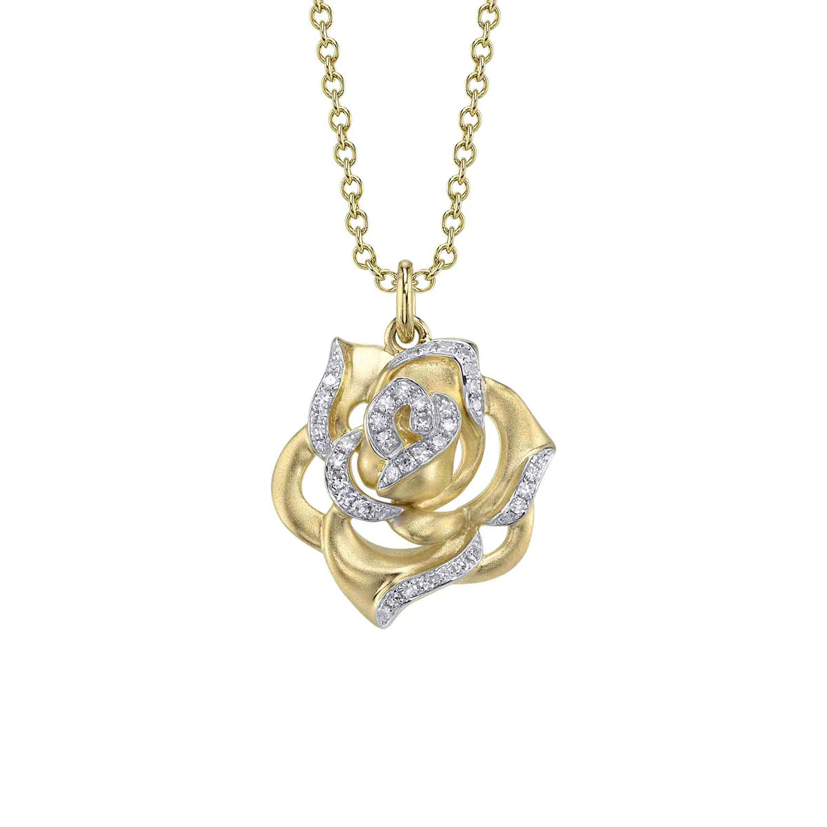 Shy Creation Kate Diamond Flower Matte Necklace