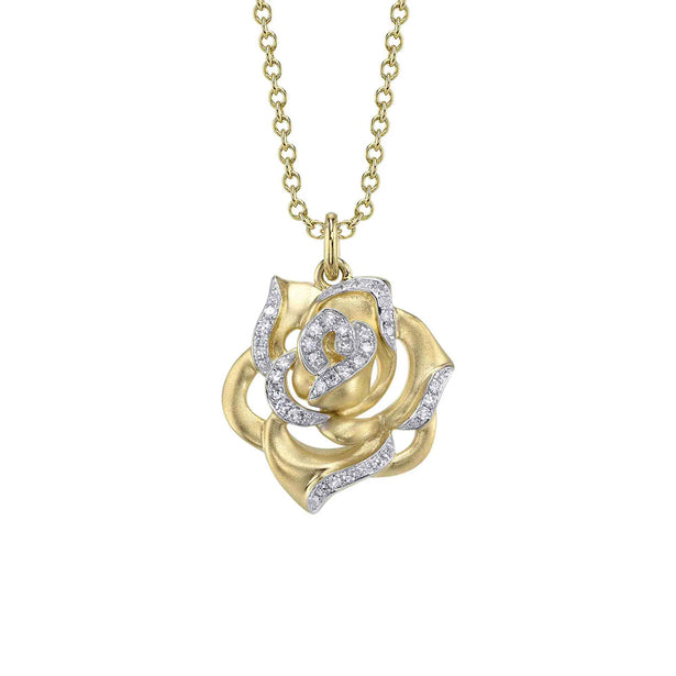 Shy Creation Kate Diamond Flower Matte Necklace